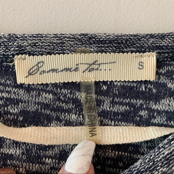 🤍Anthropologie Comme Toi Navy and Cream Slit Top - Picture 2 of 8